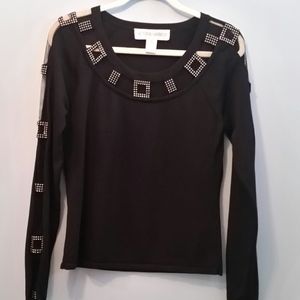 Black Jeweled Top from Victoria Harbour size Small